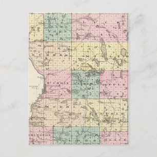 Map of Polk County, State of Wisconsin Postcard