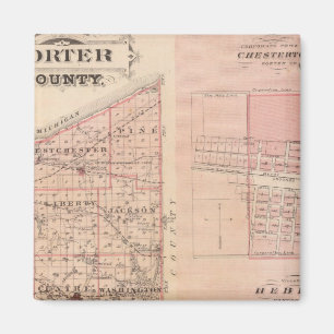 Map of Porter County with Chesterton, Hebron Magnet