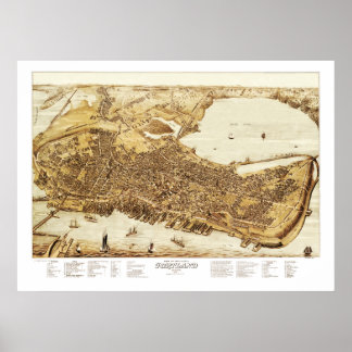 Map of Portland Maine in 1876 Poster