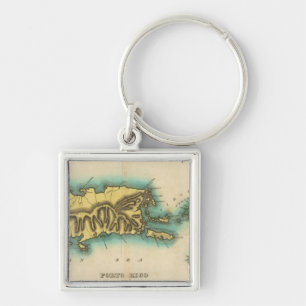 Map Of Porto Rico And The Virgin Islands Key Ring
