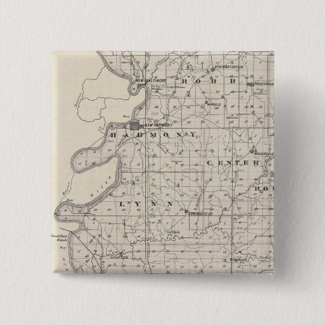 Map of Posey County 15 Cm Square Badge (Front)