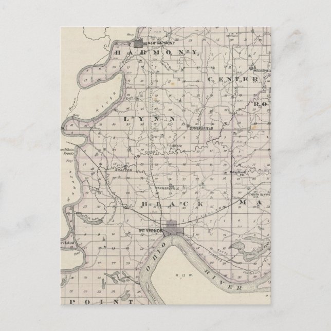 Map of Posey County Postcard (Front)