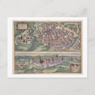 Map of Poznan and Gruczno, from 'Civitates Orbis T Postcard