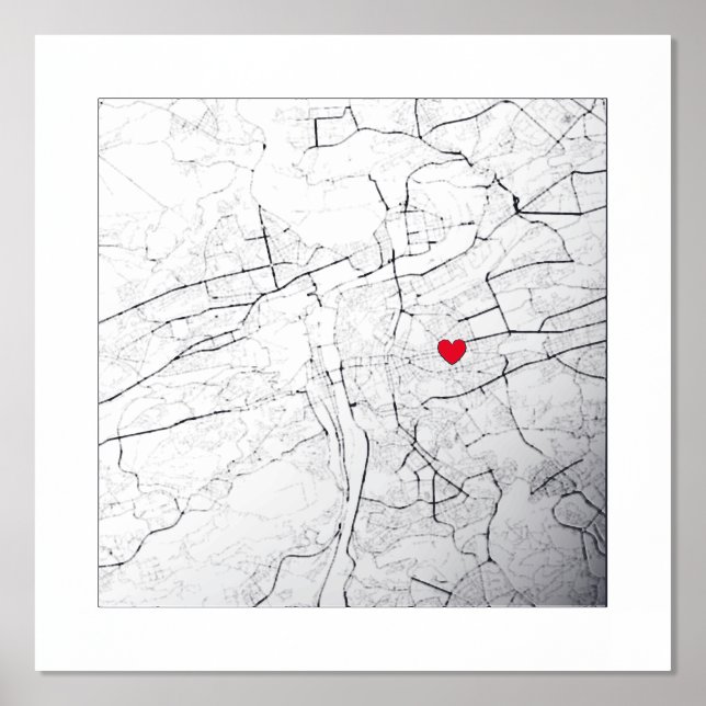  Map of Prague, Czech Republic Modern Elegant Gift Foil Prints (Front)