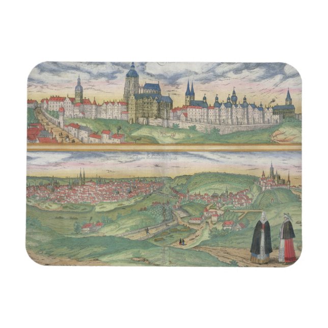Map of Prague, from 'Civitates Orbis Terrarum' by Magnet (Horizontal)