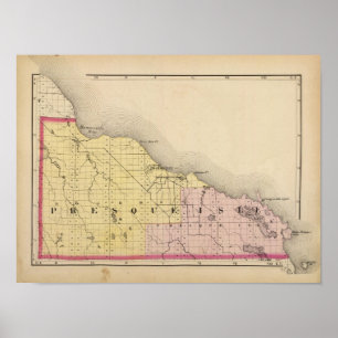 Map of Presque Isle County, Michigan Poster