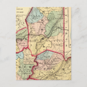 Map of Preston, Taylor, Barbour, Tucker counties Postcard