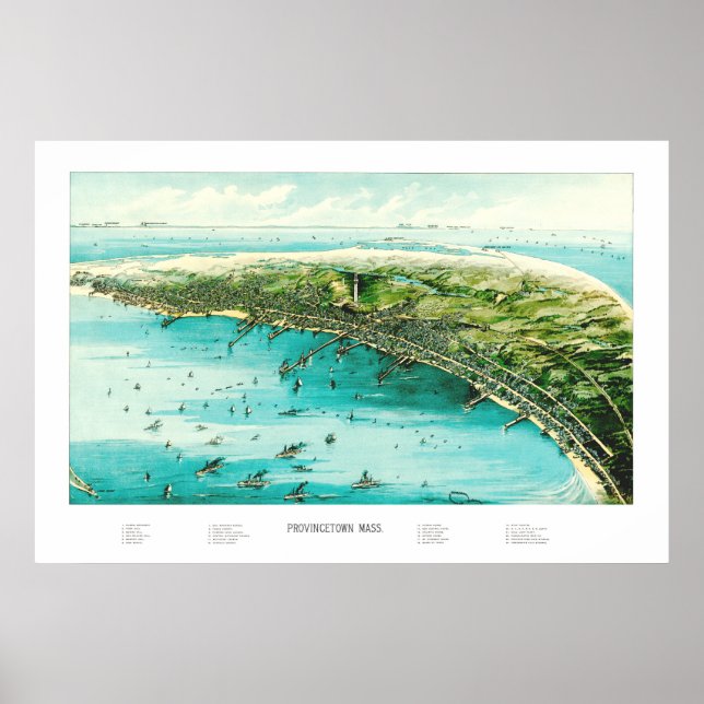 Map of Provincetown, Cape Cod from 1910 Poster (Front)