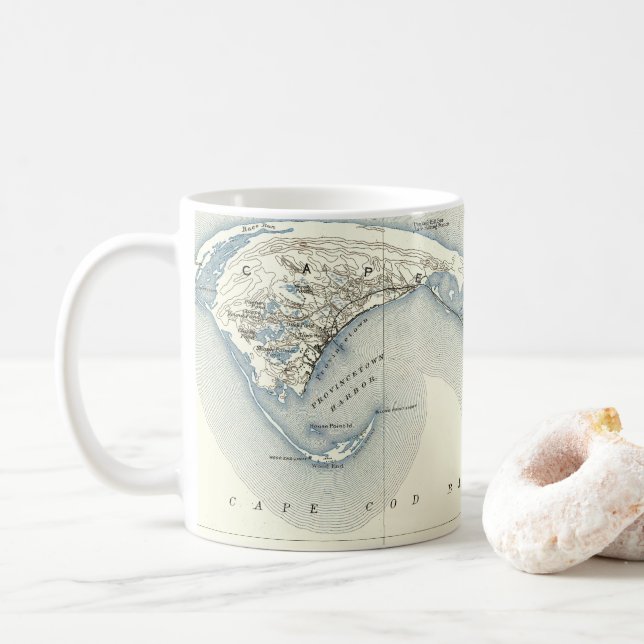 Map of Provincetown Cape Cod Massachusetts Coffee Mug (With Donut)