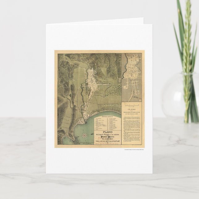 Map of Puerto Rico by Federico Drouyn 1888 Card (Front)