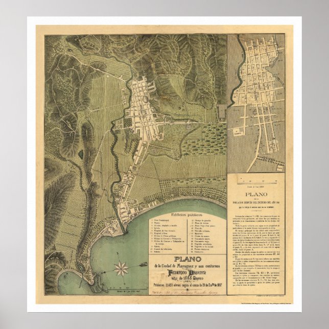 Map of Puerto Rico by Federico Drouyn 1888 Poster (Front)