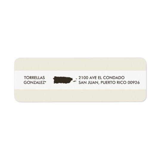 Map of Puerto Rico: Personalised Design Return Address Label