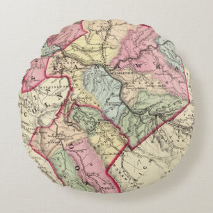 Map of Putnam, Kanawha, Boone counties Round Cushion
