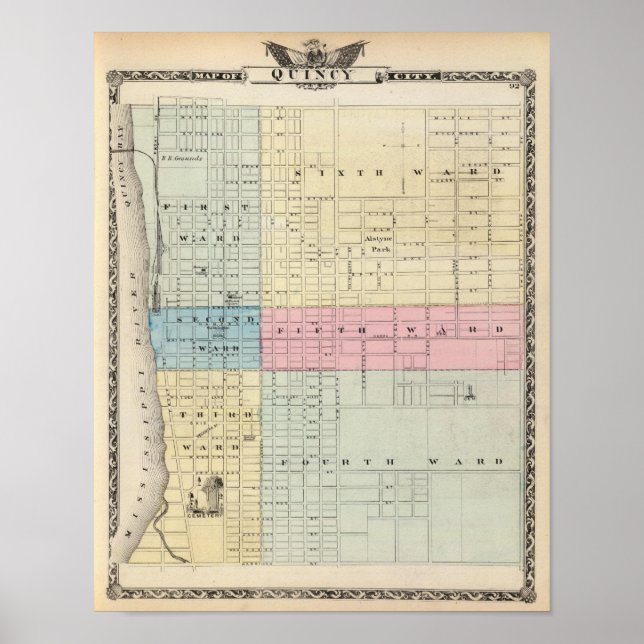 Map of Quincy City Poster (Front)