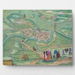 Map of Raab, from 'Civitates Orbis Terrarum' by Ge Plaque