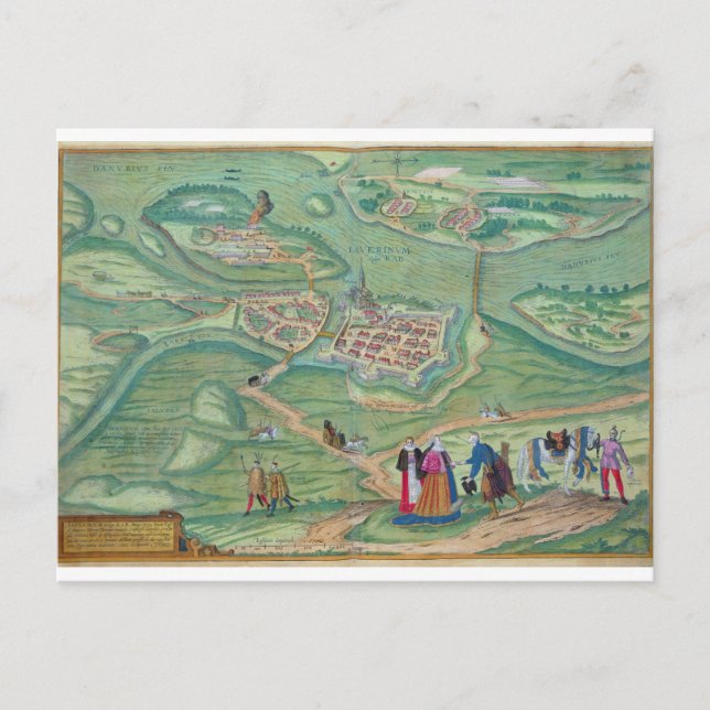 Map of Raab, from 'Civitates Orbis Terrarum' by Ge Postcard (Front)