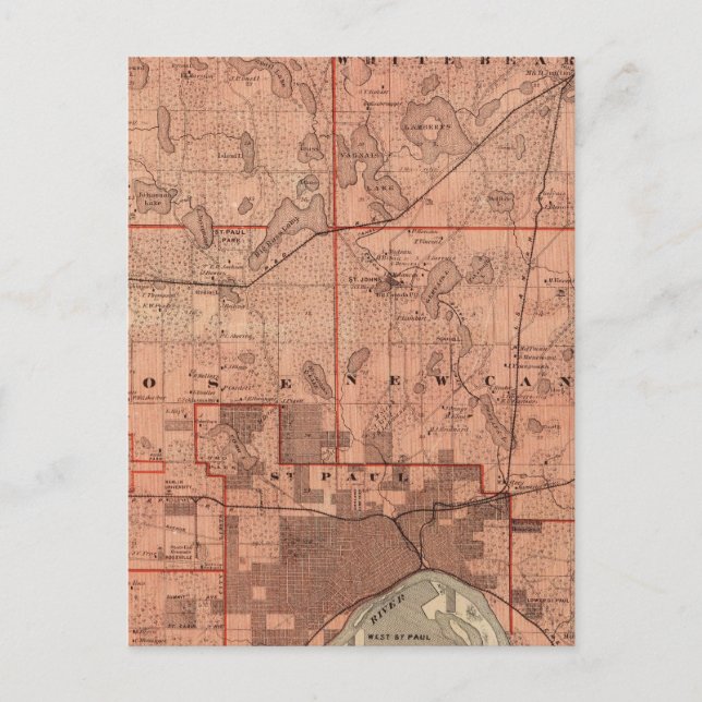 Map of Ramsey County, Minnesota Postcard (Front)