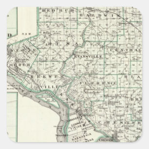 Map of Randolph County, Red Bud and Chester Square Sticker