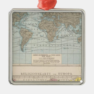 Map of Religions in Europe Metal Ornament