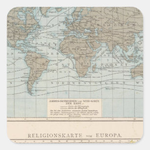 Map of Religions in Europe Square Sticker