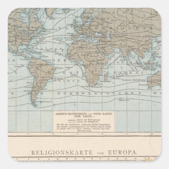 Map of Religions in Europe Square Sticker (Front)