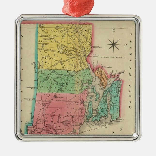 Map Of Rhode Island Metal Ornament (Front)
