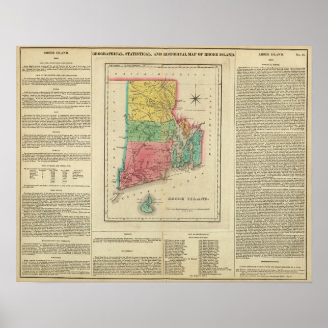 Map Of Rhode Island Poster (Front)