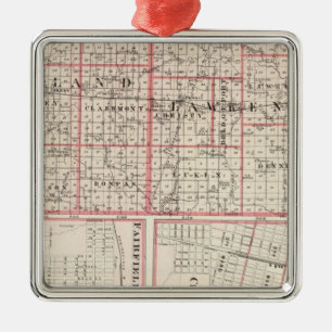 Map of Richland & Lawrence counties Metal Tree Decoration
