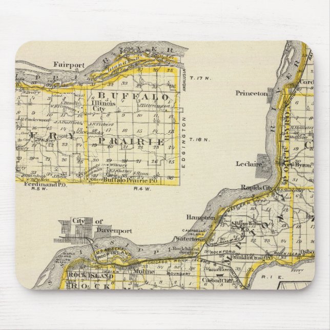 Map of Rock Island County and Dixon Mouse Pad (Front)