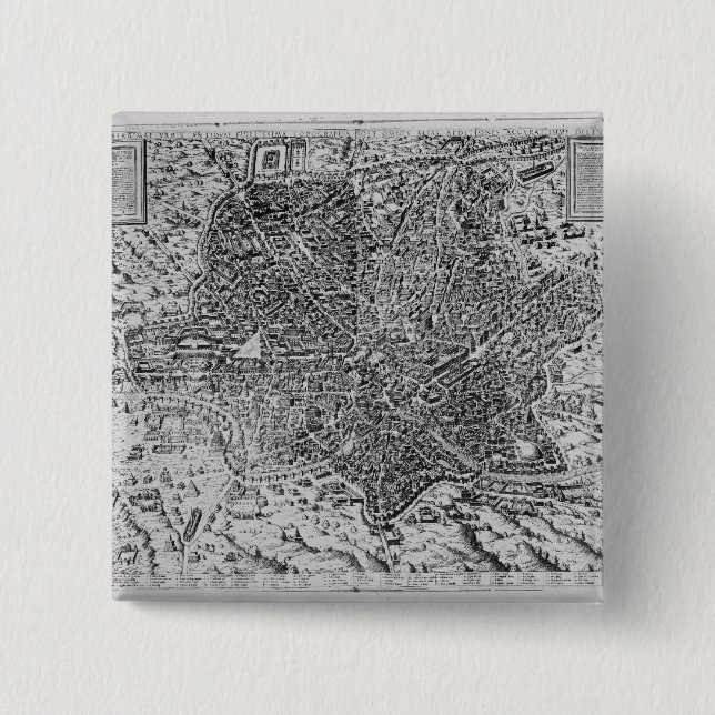 Map of Rome, 1579 15 Cm Square Badge (Front)