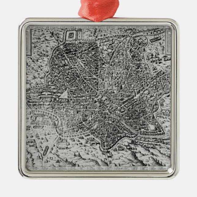 Map of Rome, 1579 Metal Ornament (Front)
