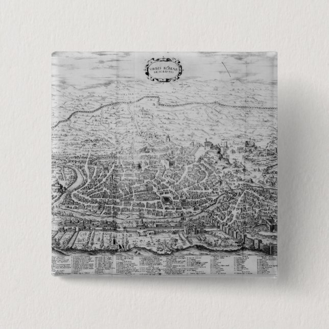 Map of Rome 15 Cm Square Badge (Front)
