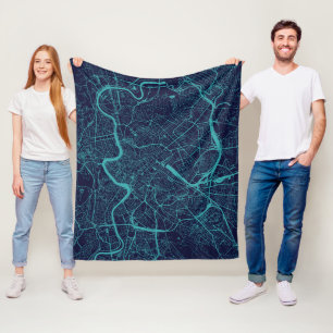 Map of Rome Fleece Blanket
