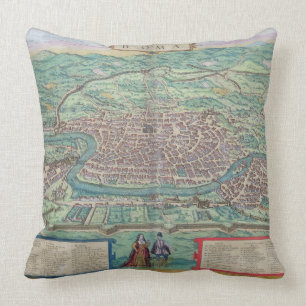Map of Rome, from 'Civitates Orbis Terrarum' by Ge Cushion