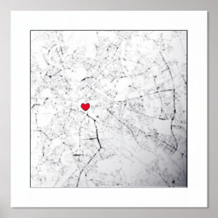 Map of Rome, Italy Modern Cute Heart Personalised Foil Prints