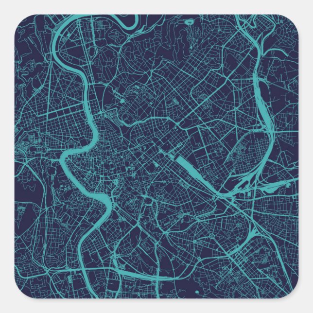 Map of Rome Square Sticker (Front)