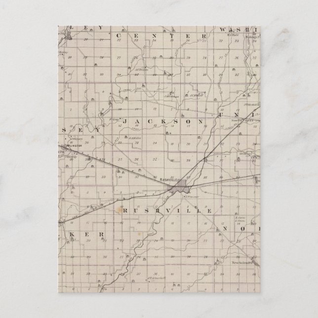 Map of Rush County Postcard (Front)