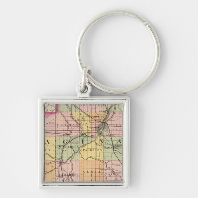 Map of Saginaw County, Michigan Key Ring (Front)