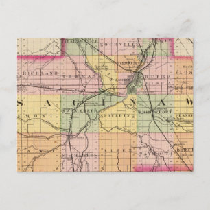 Map of Saginaw County, Michigan Postcard