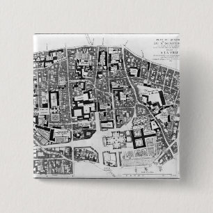 Map of Sainte-Genevieve area, Paris, 1756 15 Cm Square Badge