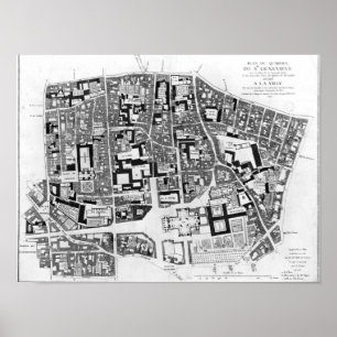 Map of Sainte-Genevieve area, Paris, 1756 Poster