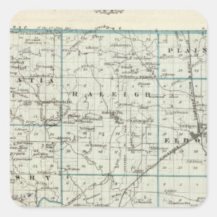 Map of Saline County Square Sticker