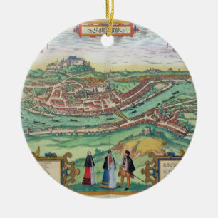Map of Salzburg, from 'Civitates Orbis Terrarum' b Ceramic Ornament
