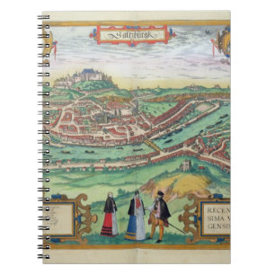 Map of Salzburg, from 'Civitates Orbis Terrarum' b Notebook