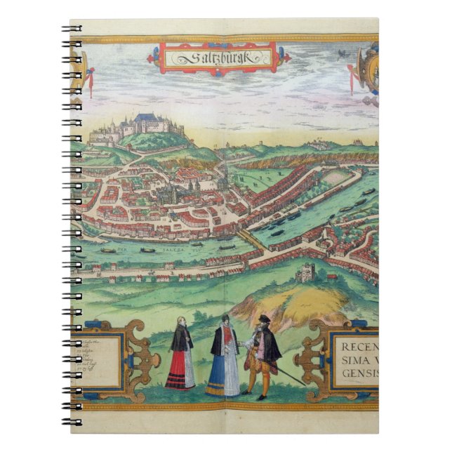 Map of Salzburg, from 'Civitates Orbis Terrarum' b Notebook (Front)