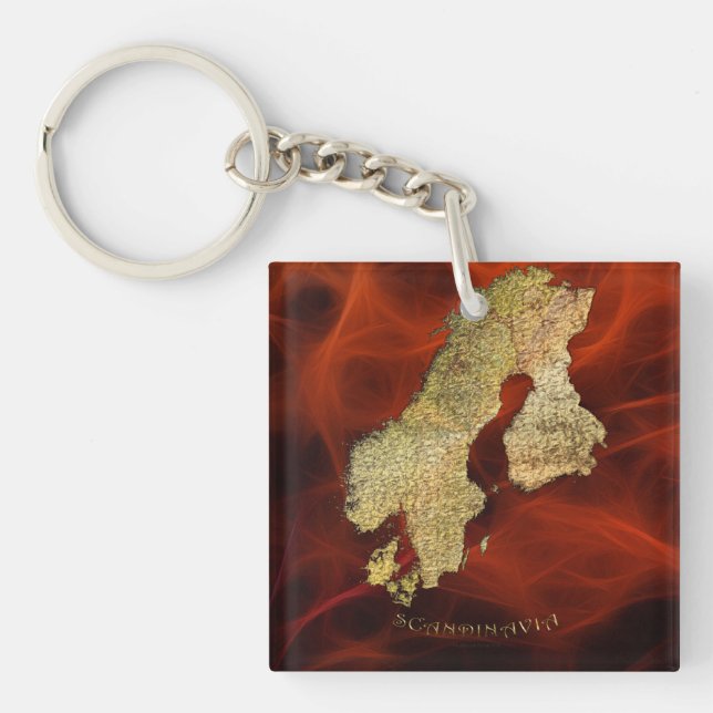 Map of Scandinavia Cartography Key Ring (Front)
