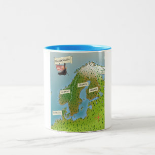 Map Of Scandinavia Two-Tone Coffee Mug