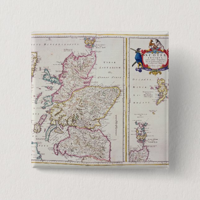 Map of Scotland, c.1700 15 Cm Square Badge (Front)