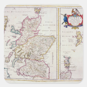 Map of Scotland, c.1700 Square Sticker