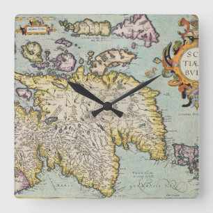 Map of Scotland   Miliaria Scotia Square Wall Clock